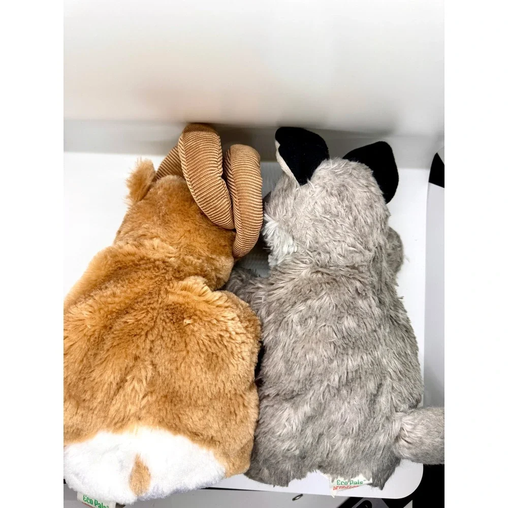 Eco‎ Pals Bighorn Ram and Wolf Plush Hand Puppets Sustainable Recycled Toys Lot